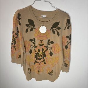 EN CRÈME women sweater  Cardigan 3/4 Sleeves  Sz L  Ivory New